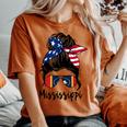 Mississippi Girl Mississippi Flag State Girlfriend Messy Bun Women's Oversized Comfort T-shirt Yam