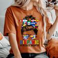 National Hispanic Heritage Month Messy Bun Latin Flags Women's Oversized Comfort T-shirt Yam