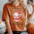 Pig Christmas Santa Hat Ugly Christmas Sweater Women's Oversized Comfort T-shirt Yam