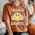 Second Grade Team Smile Face 2Nd Grade Back To School Women's Oversized Comfort T-shirt Yam