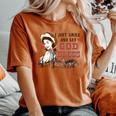 Western Country Cowgirl I Just Smile And Say God Bless Women's Oversized Comfort T-shirt Yam