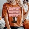 White Howdy Rodeo Western Country Southern Cowgirl Boots Women's Oversized Comfort T-shirt Yam