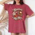 Baseball Mama Retro Groovy Baseball Softball Mom Smile Face Women's Oversized Comfort T-shirt Chalky Mint