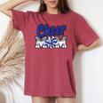 Cheer Mom Blue Leopard Letters Cheer Pom Poms Women's Oversized Comfort T-shirt Chalky Mint