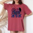 Cheer Mom Navy Red Leopard Cheer Poms & Megaphone Women's Oversized Comfort T-shirt Chalky Mint