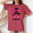 Fighter Messy Bun Breast Cancer Awareness Pink Warrior Women's Oversized Comfort T-shirt Chalky Mint