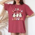 Let's Go Ghouls Halloween Ghost Outfit Costume Retro Groovy Women's Oversized Comfort T-shirt Chalky Mint