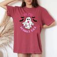 Retro Cute Floral Ghost Halloween Costume In My Spooky Era Women's Oversized Comfort T-shirt Chalky Mint