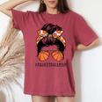 Basketball Mom Messy Bun Proud Mama Basketball Sunshades Women's Oversized Comfort T-shirt Crimson