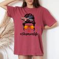 Basketball Stepmom Life Messy Bun American Flag Bandana Women's Oversized Comfort T-shirt Crimson