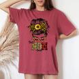 Best Mom Ever Messy Bun Sunflower Womens Women's Oversized Comfort T-shirt Crimson