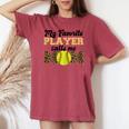 My Favorite Player Calls Me Mom Softball Leopard Women's Oversized Comfort T-shirt Crimson