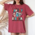Groovy 4Th Of July Its A Bad Day To Be A Beer Drinking Women's Oversized Graphic Print Comfort T-shirt Crimson