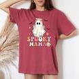 Groovy Spooky Mama Birthday Family Matching Halloween Women's Oversized Comfort T-shirt Crimson