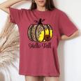 Hello Fall Sunflower Pumpkin Fall Y'all Leopard Autumn Women's Oversized Comfort T-shirt Crimson