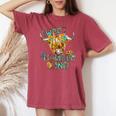 Highland Cow Sunflower Sweet Humble Kind Western Country Women's Oversized Comfort T-shirt Crimson