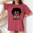 Be Kind Autism Awareness Messy Bun Girl Afro Woman Women's Oversized Comfort T-shirt Crimson