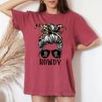 Messy Bun Hat Howdy Rodeo Western Country Southern Cowgirl Women's Oversized Comfort T-shirt Crimson