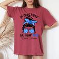 In November We Wear Blue Messy Bun Diabetes Awareness Women's Oversized Comfort T-shirt Crimson