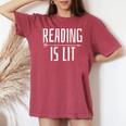 Reading Literature Teacher Bookworm Women's Oversized Comfort T-shirt Crimson