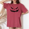 Scary Spooky Jack O Lantern Face Pumpkin Halloween Women's Oversized Comfort T-shirt Crimson