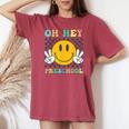 Back To School Oh Hey Preschool Retro Teacher Student Women's Oversized Comfort T-shirt Crimson