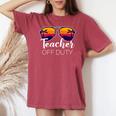 Teacher Off Duty Last Day Of School Palm Tree Sunglasses Women's Oversized Comfort T-shirt Crimson