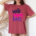 Wife Mom Boss Mom Joke Quote Humor Mother's Day Women Women's Oversized Comfort T-shirt Crimson
