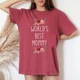 Worlds Best Mommy Floral T For Mom From Son Daughter Women's Oversized Comfort T-shirt Crimson