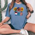 America Sunflower Usa Flag Flower T For American 4Th Of July Women's Oversized Graphic Print Comfort T-shirt Blue Jean