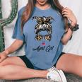 April Girl Classy Mom Life With Leopard Pattern Shades For Women Women's Oversized Comfort T-shirt Blue Jean