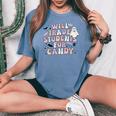 I Will Trade Students For Candy Teachers Halloween Women's Oversized Comfort T-shirt Blue Jean