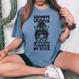 Hysterectomy Recovery Products Uterus Messy Bun Leopard Women's Oversized Comfort T-shirt Blue Jean