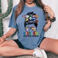 National Hispanic Heritage Month Messy Bun Latin Flags Women's Oversized Comfort T-shirt Blue Jean