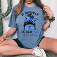 In November We Wear Blue Messy Bun Diabetes Awareness Women's Oversized Comfort T-shirt Blue Jean