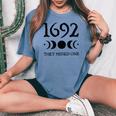 Retro Salem 1692 They Missed One Moon Crescent Women's Oversized Comfort T-shirt Blue Jean