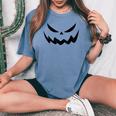 Scary Spooky Jack O Lantern Face Pumpkin Halloween Women's Oversized Comfort T-shirt Blue Jean