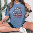 All Together Now Summer Reading 2023 Boho Flowers Floral Women's Oversized Comfort T-shirt Blue Jean