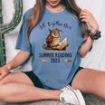 All Together Now Summer Reading 2023 Book Owl Reading Book Women's Oversized Comfort T-shirt Blue Jean