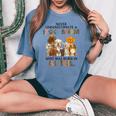 Never Underestimate A Dog Mom Who Was Born In April Women's Oversized Comfort T-shirt Blue Jean