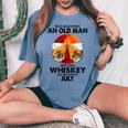 Never Underestimate An Old July Man Who Loves Whiskey Women's Oversized Comfort T-shirt Blue Jean