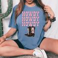 White Howdy Rodeo Western Country Southern Cowgirl Boots Women's Oversized Comfort T-shirt Blue Jean
