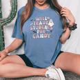 Will Trade Students For Candy Retro Teacher Halloween Ghost Women's Oversized Comfort T-shirt Blue Jean