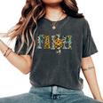 Cowhide Sunflowers Turquoise Faith Cross Jesus Cowgirl Rodeo Women's Oversized Comfort T-shirt Pepper