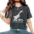 Cute Santa Duck Silly Goose On The Loose Christmas Women's Oversized Comfort T-Shirt Pepper
