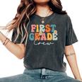 First Grade Crew Team Retro Groovy Vintage Back To School Women's Oversized Comfort T-Shirt Pepper