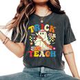 Ghost Trick Or Teach Retro Teacher Halloween Costume Women's Oversized Comfort T-Shirt Pepper