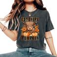 Hay There Pumkin Highland Cow Fall Autumn Thanksgiving Women's Oversized Comfort T-Shirt Pepper