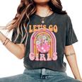 Let's Go Girls Retro Rainbow Cowgirl Disco Bachelorette Women's Oversized Comfort T-Shirt Pepper