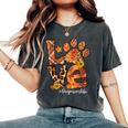 Love Dog Paw Pumpkin Leopard Dog Mom Life Fall Thanksgiving Women's Oversized Comfort T-Shirt Pepper